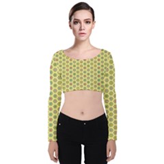 A Hexagonal Pattern Velvet Long Sleeve Crop Top by Pakrebo