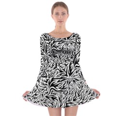 Flames Fire Pattern Digital Art Long Sleeve Skater Dress by Pakrebo