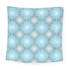 White Light Blue Gray Tile Square Tapestry (large)