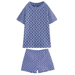 Wreath Differences Indigo Deep Blue Kids  Swim Tee And Shorts Set by Pakrebo