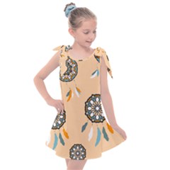 Dreamcatcher Pattern Pen Background Kids  Tie Up Tunic Dress by Pakrebo