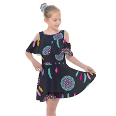 Dreamcatcher Seamless American Kids  Shoulder Cutout Chiffon Dress by Pakrebo