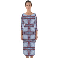 Pattern Cross Geometric Shape Quarter Sleeve Midi Bodycon Dress by Pakrebo