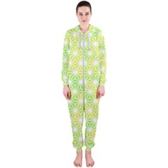 Traditional Patterns Hemp Pattern Green Hooded Jumpsuit (ladies)  by Pakrebo