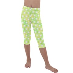 Traditional Patterns Hemp Pattern Green Kids  Lightweight Velour Capri Leggings 