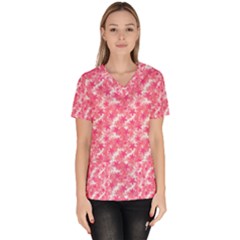 Phlox Spring April May Pink Women s V-neck Scrub Top by Pakrebo