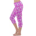 Maple Leaf Plant Seamless Pattern Pink Capri Yoga Leggings View2