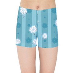 Gardenia Flowers White Blue Kids  Sports Shorts by Pakrebo