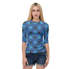 Blue Tile Wallpaper Texture Quarter Sleeve Raglan Tee