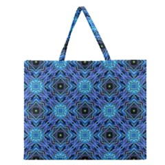 Blue Tile Wallpaper Texture Zipper Large Tote Bag