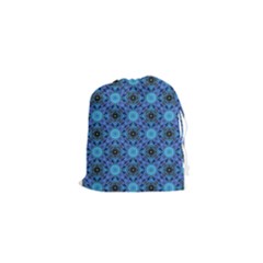 Blue Tile Wallpaper Texture Drawstring Pouch (XS)