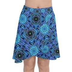 Blue Tile Wallpaper Texture Chiffon Wrap Front Skirt