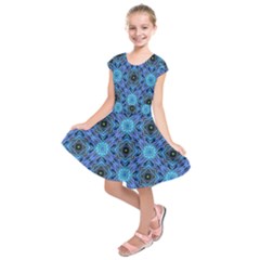 Blue Tile Wallpaper Texture Kids  Short Sleeve Dress