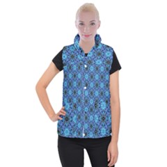 Blue Tile Wallpaper Texture Women s Button Up Vest