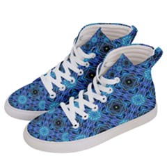 Blue Tile Wallpaper Texture Men s Hi-Top Skate Sneakers