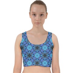 Blue Tile Wallpaper Texture Velvet Racer Back Crop Top