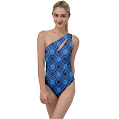 Blue Tile Wallpaper Texture To One Side Swimsuit