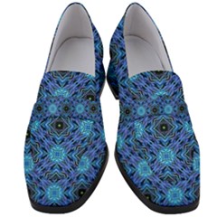 Blue Tile Wallpaper Texture Women s Chunky Heel Loafers