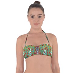 Raining Paradise Flowers In The Moon Light Night Halter Bandeau Bikini Top by pepitasart