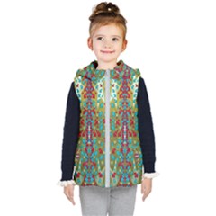 Raining Paradise Flowers In The Moon Light Night Kids  Hooded Puffer Vest by pepitasart
