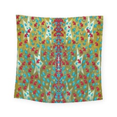 Raining Paradise Flowers In The Moon Light Night Square Tapestry (small) by pepitasart