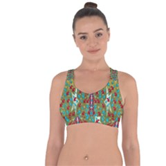 Raining Paradise Flowers In The Moon Light Night Cross String Back Sports Bra by pepitasart