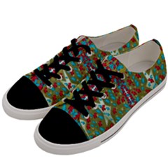 Raining Paradise Flowers In The Moon Light Night Men s Low Top Canvas Sneakers by pepitasart