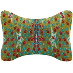 Raining Paradise Flowers In The Moon Light Night Seat Head Rest Cushion by pepitasart