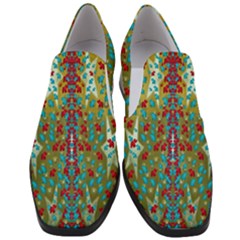 Raining Paradise Flowers In The Moon Light Night Slip On Heel Loafers by pepitasart