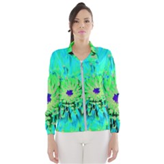 Aqua Cactus Dahlia Windbreaker (women) by myrubiogarden