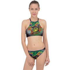 Abstract Transparent Background Racer Front Bikini Set by Pakrebo