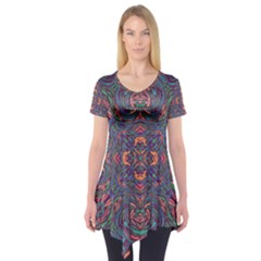 Tile Repeating Colors Textur Short Sleeve Tunic  by Pakrebo