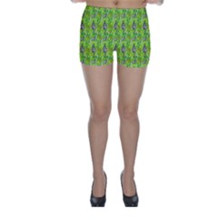 Maple Leaf Plant Seamless Pattern Skinny Shorts by Pakrebo