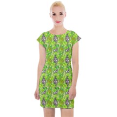 Maple Leaf Plant Seamless Pattern Cap Sleeve Bodycon Dress by Pakrebo