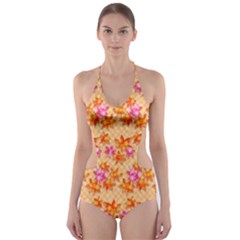 Maple Leaf Autumnal Leaves Autumn Cut-out One Piece Swimsuit by Pakrebo