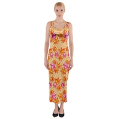 Maple Leaf Autumnal Leaves Autumn Fitted Maxi Dress