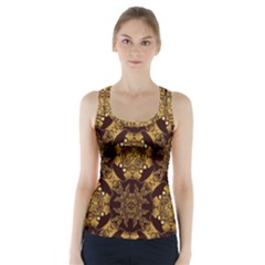 Gold Black Book Cover Ornate Racer Back Sports Top by Pakrebo