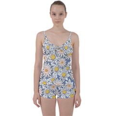 Flowers Pattern Lotus Lily Tie Front Two Piece Tankini by Pakrebo