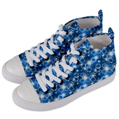 Star Hexagon Blue Deep Blue Light Women s Mid-top Canvas Sneakers by Pakrebo