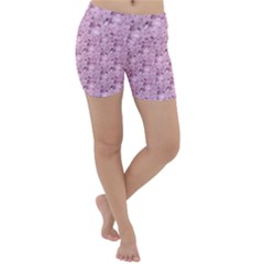 Texture Flower Background Pink Lightweight Velour Yoga Shorts by Pakrebo