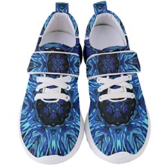 Background Blue Flower Women s Velcro Strap Shoes by Pakrebo