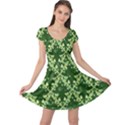 White Flowers Green Damask Cap Sleeve Dress View1