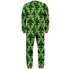 White Flowers Green Damask Onepiece Jumpsuit (men)  by Pakrebo