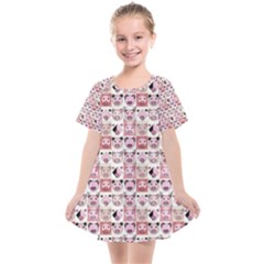 Graphic Seamless Pattern Pig Kids  Smock Dress