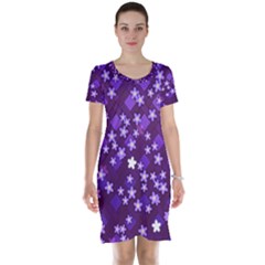 Textile Cross Pattern Square Short Sleeve Nightdress by Pakrebo