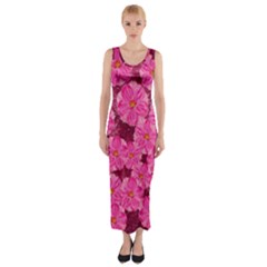 Cherry Blossoms Floral Design Fitted Maxi Dress