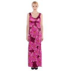 Cherry Blossoms Floral Design Maxi Thigh Split Dress by Pakrebo