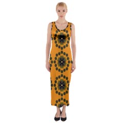 Abstract Template Flower Fitted Maxi Dress