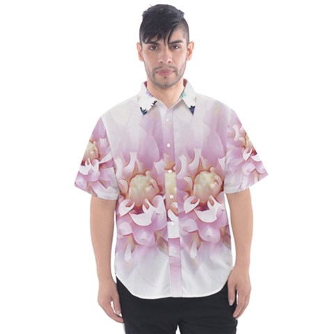 Abstract Transparent Image Flower Men s Short Sleeve Shirt by Pakrebo