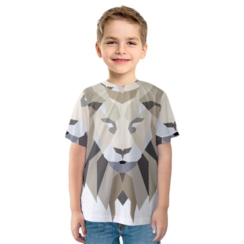 Polygonal Low Poly Lion Feline Kids  Sport Mesh Tee by Pakrebo